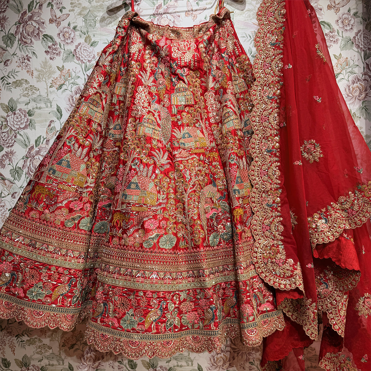 The Kesariya Heritage Edit: Pink Lehenga Ensemble - Red - view 3