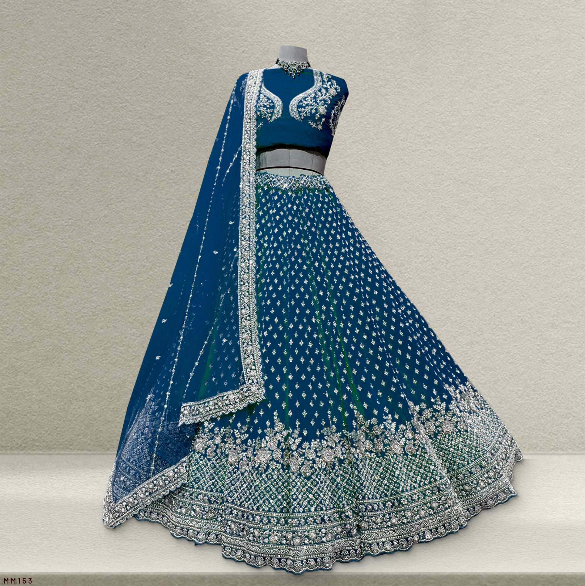 The Utsav Collection: Green Georgette Lehenga Ensemble IV – Green – view 1
