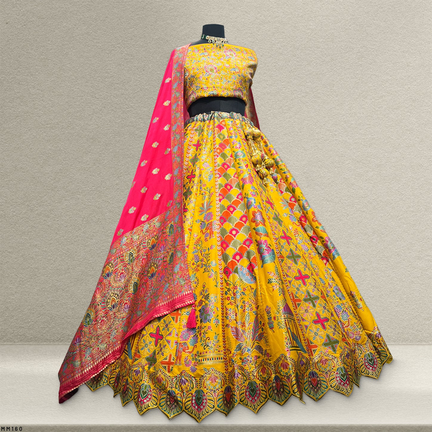 The Ananda Heirloom: Yellow Heritage Lehenga Ensemble IV – Yellow – view 1