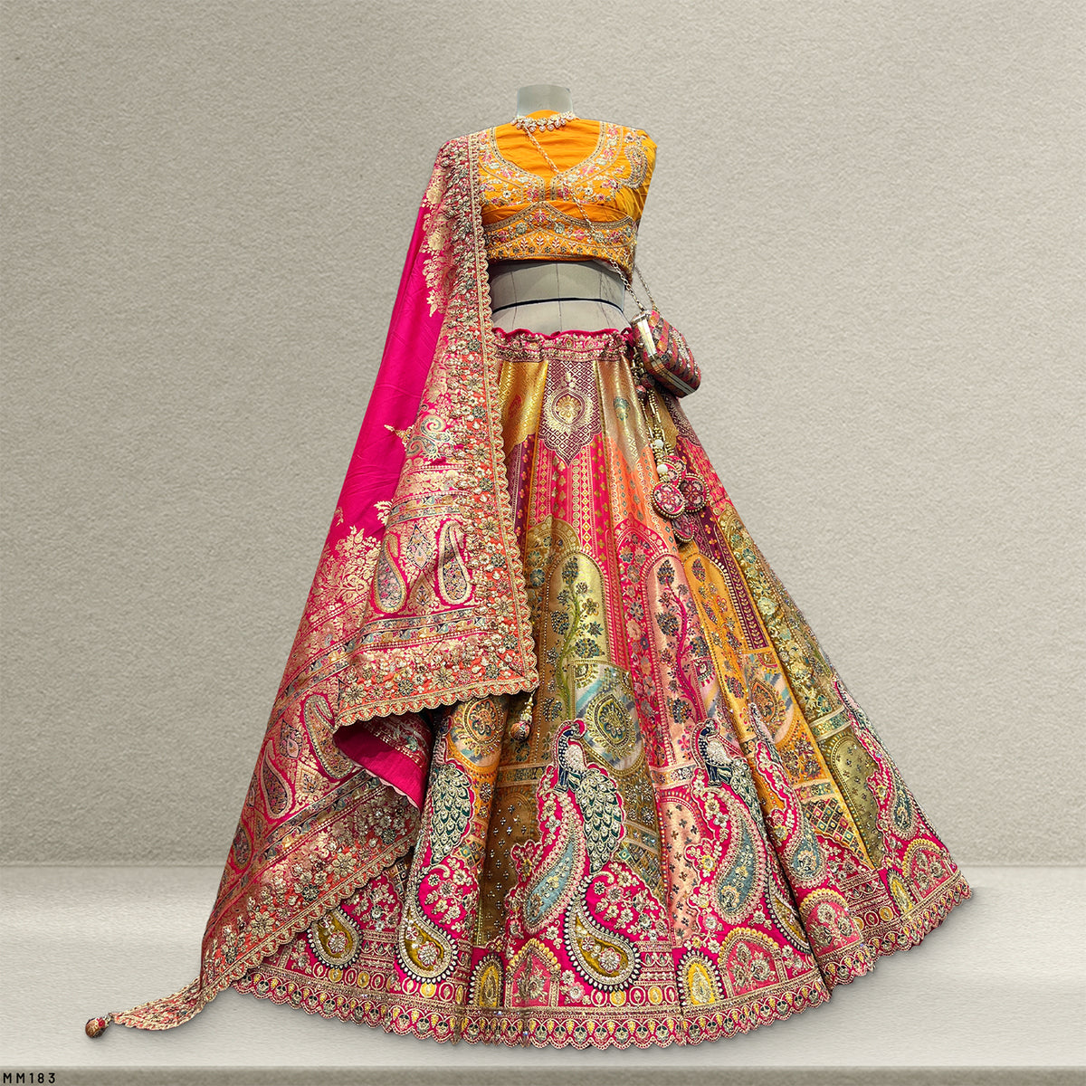 The Jaipur Palace Darbar: Heritage Lehenga Ensemble I – Multi Colour – view 1