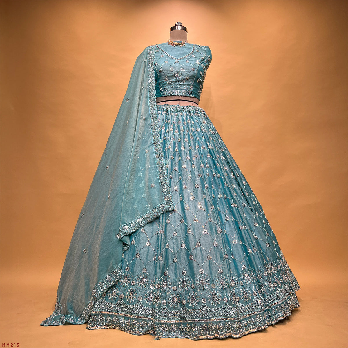 The Marwar Collection Edit: Blue Silk Lehenga Ensemble I – Blue – view 1