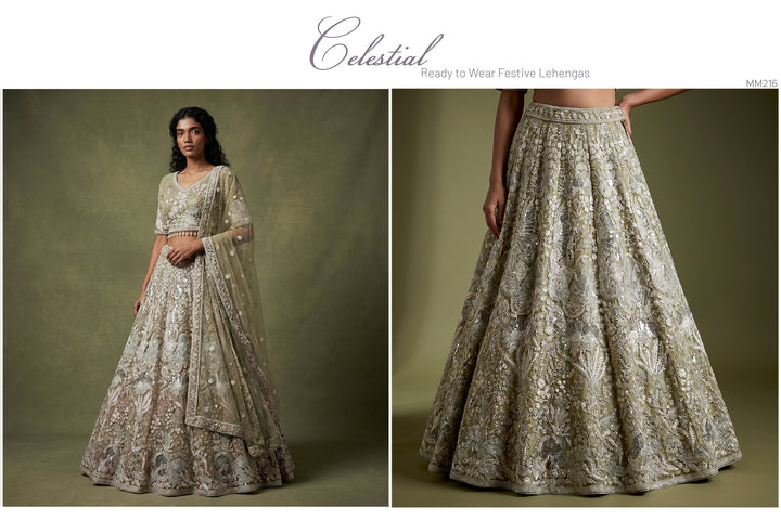 The Ananda Heirloom: Green Net Lehenga Ensemble II