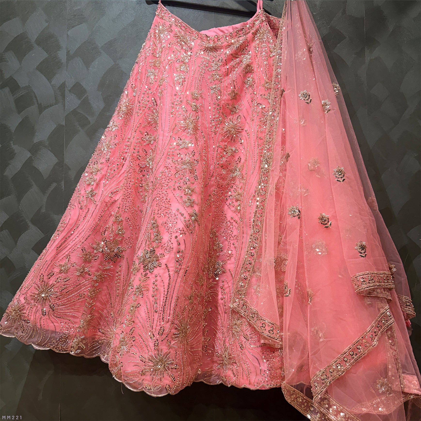 The Jharokha Heirloom Darbar: Blue Net Lehenga Ensemble II – Blue – view 2
