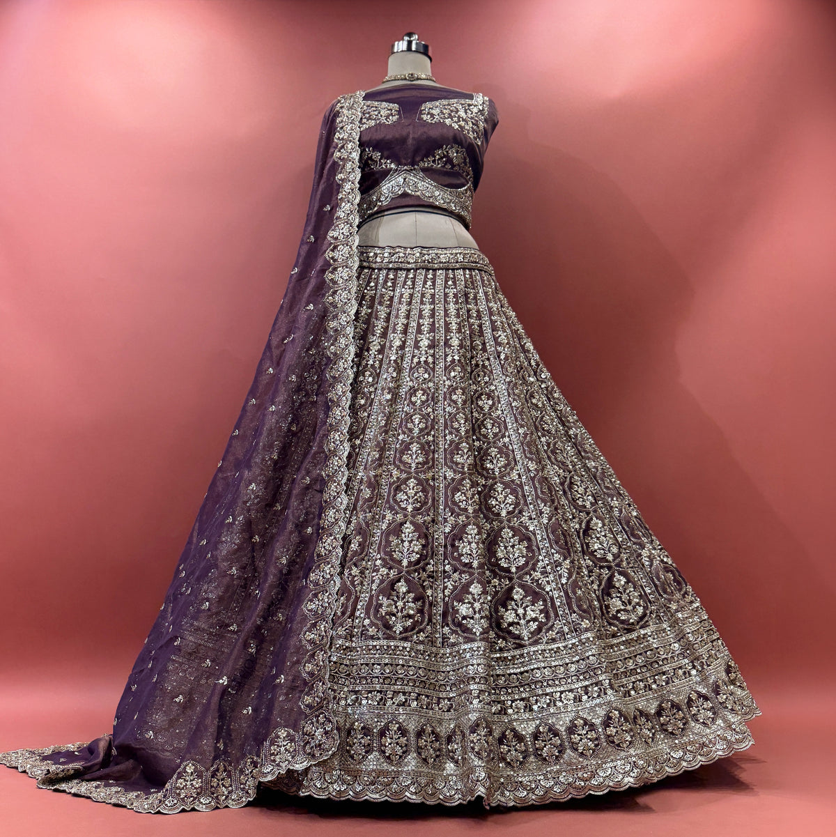 The Parampara Heirloom: Wine Heritage Lehenga Ensemble II – Wine – view 1