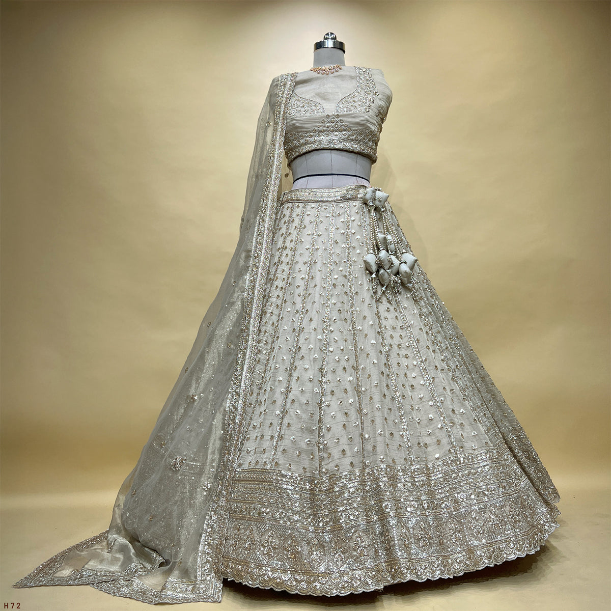 The Kashi Trousseau Collection: Pink & Peach Heritage Lehenga Ensemble III – Baby Pink and Peach – view 2