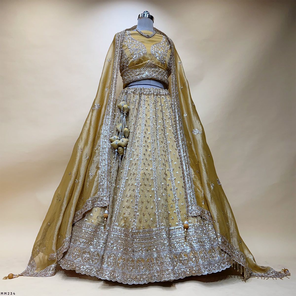 The Kashi Trousseau Collection: Pink & Peach Heritage Lehenga Ensemble III – Baby Pink and Peach – view 5