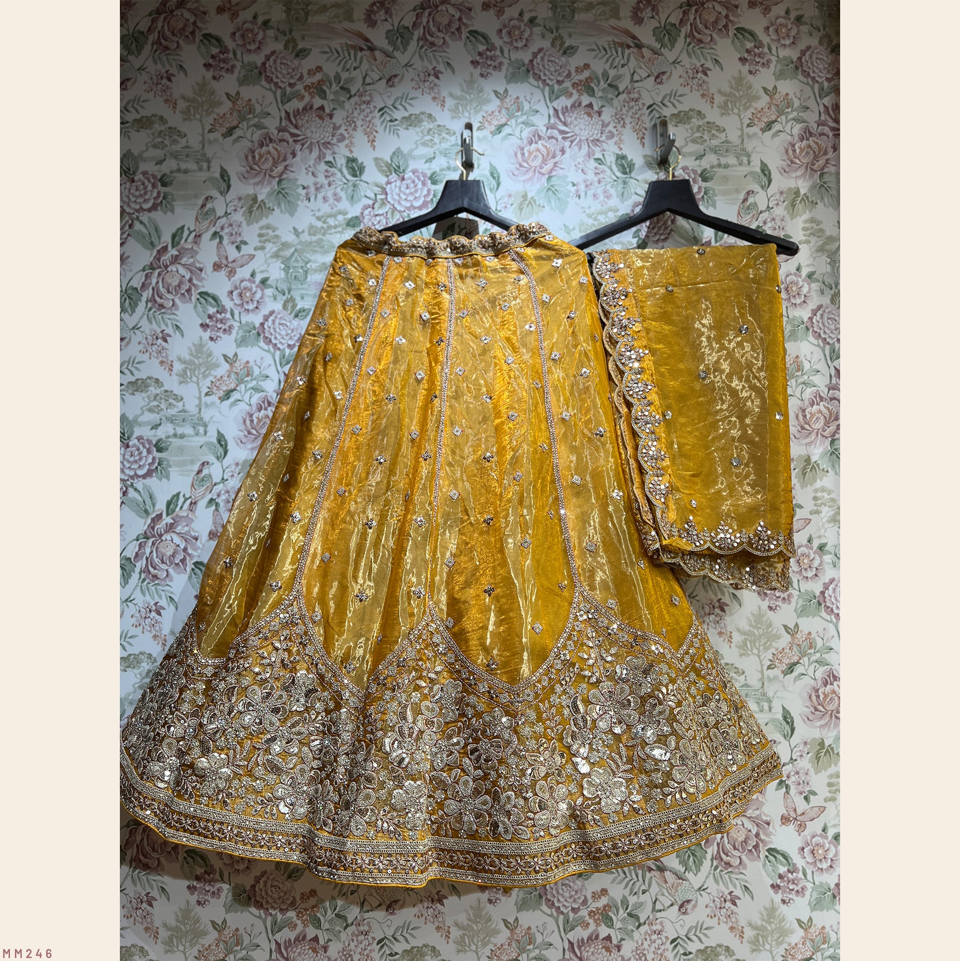 The Kalyani Heirloom: Yellow Heritage Lehenga Ensemble III – Yellow – view 1