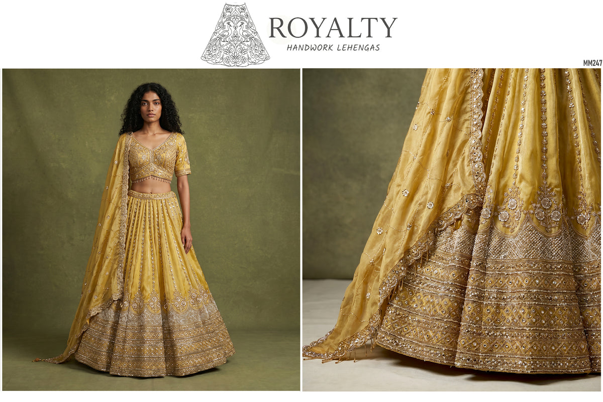 The Rajputana Darbar Edit: Yellow Silk Lehenga Ensemble III – Yellow – view 1