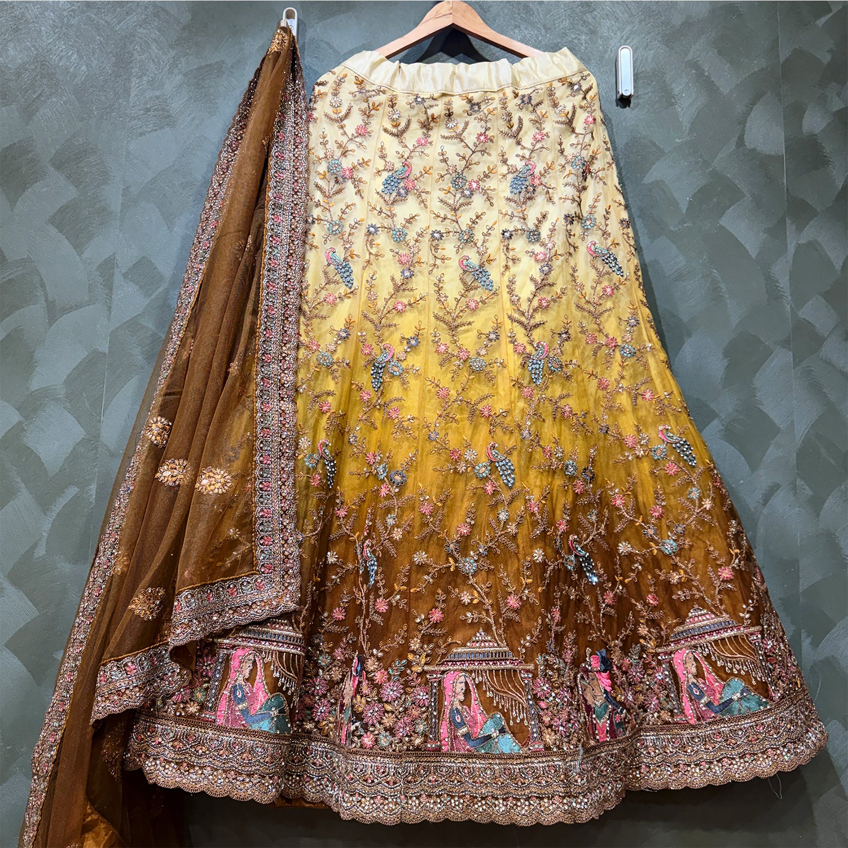 The Banaras Loom Collection: Blue Net Lehenga Ensemble IV – Blue – view 3