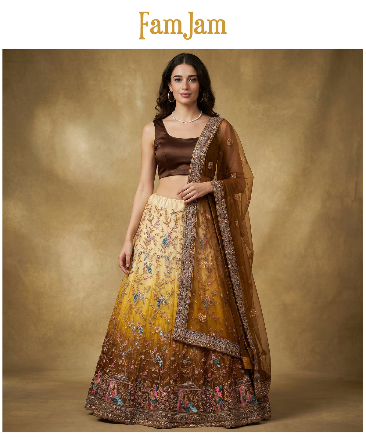The Banaras Loom Collection: Blue Net Lehenga Ensemble IV – Blue – view 4