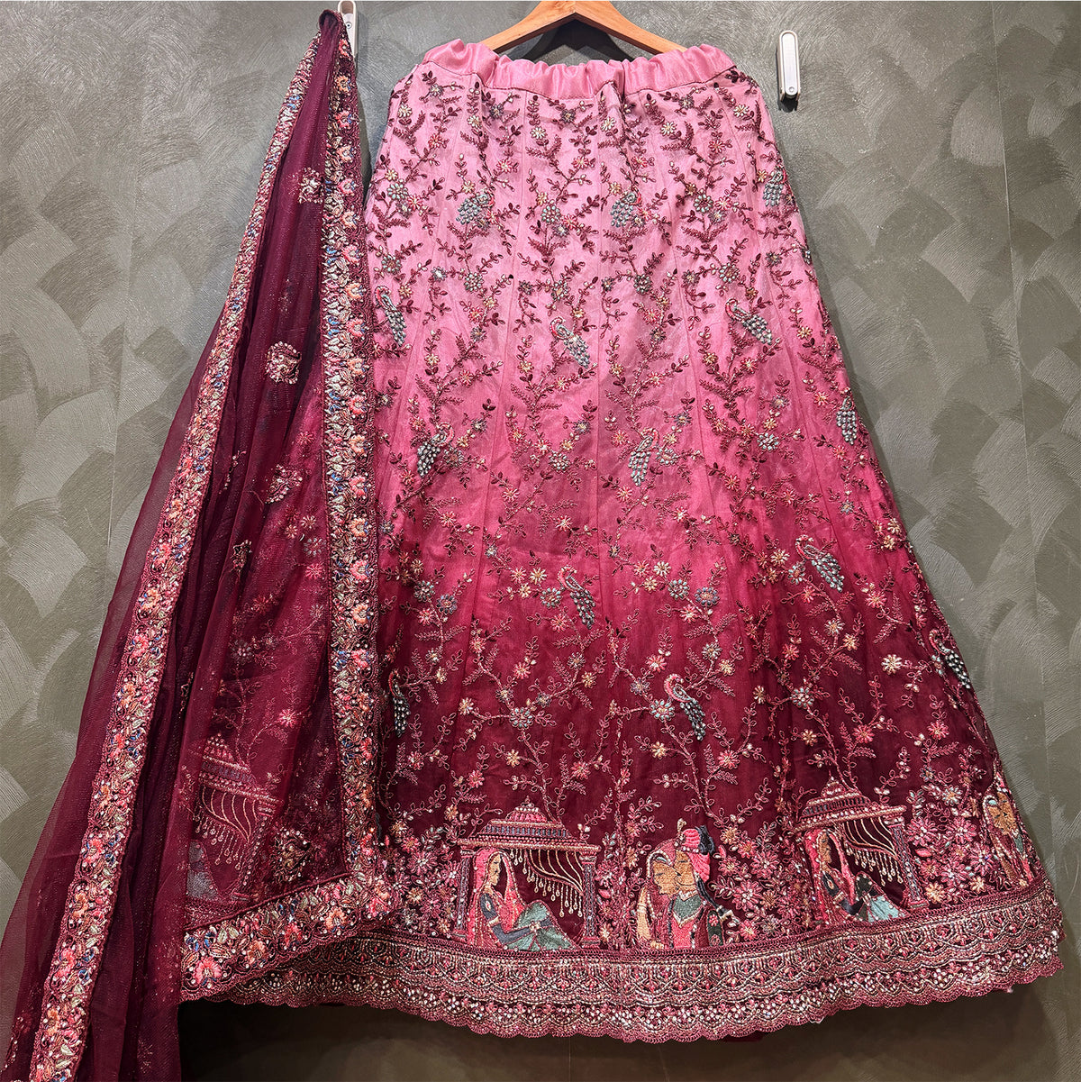 The Banaras Loom Collection: Blue Net Lehenga Ensemble IV – Blue – view 5