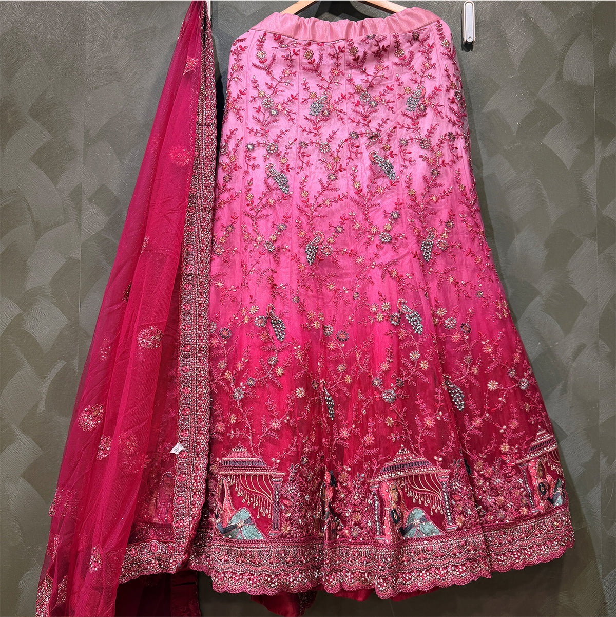 The Banaras Loom Collection: Blue Net Lehenga Ensemble IV – Blue – view 7