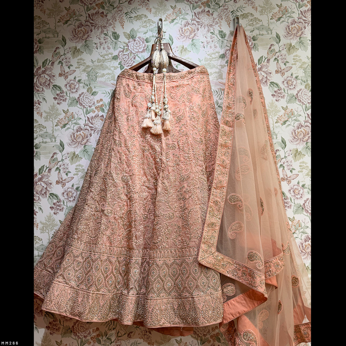 The Kashi Trousseau Collection: Peach Heritage Lehenga Ensemble II – Peach – view 1