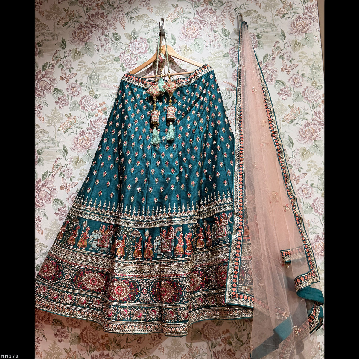 The Rajputana Darbar Edit: Blue Heritage Lehenga Ensemble I – Blue – view 1