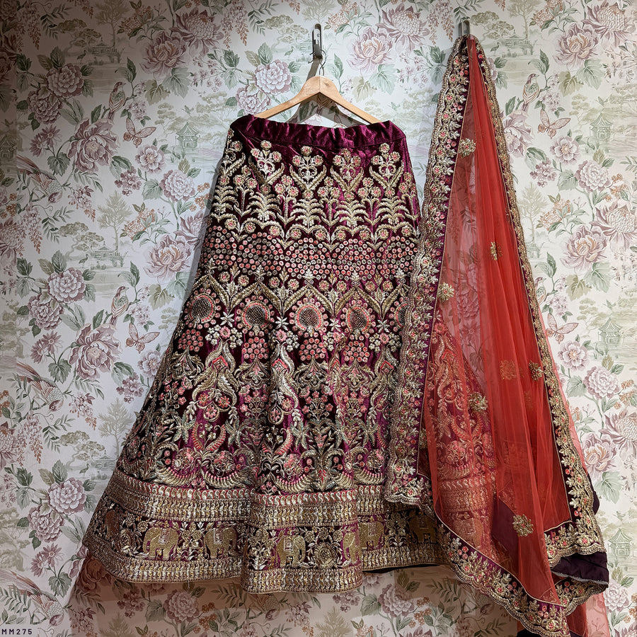 The Shagun Edit: Wine Heritage Lehenga Ensemble