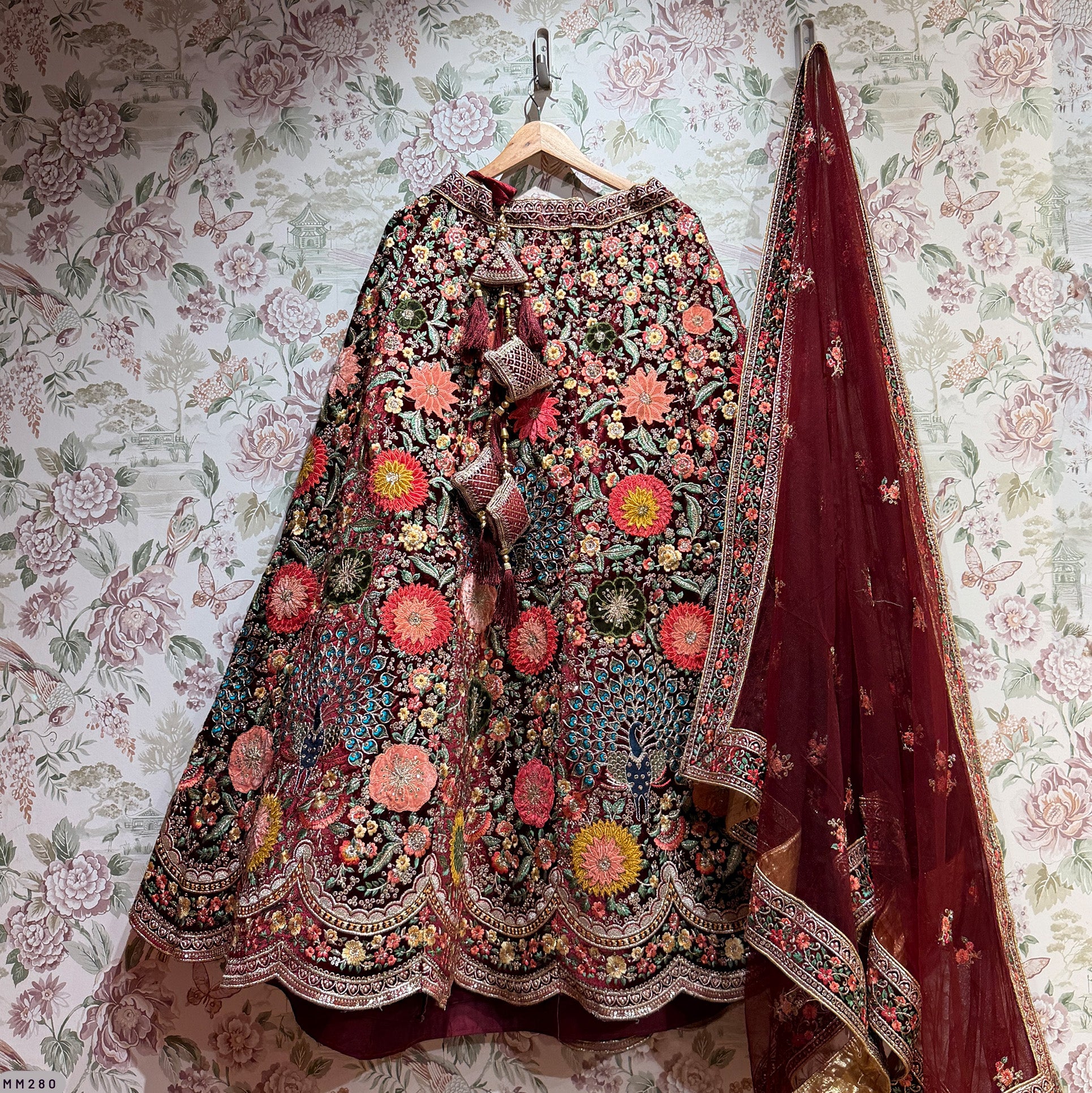 The Rajputana Darbar Edit: Maroon Heritage Lehenga Ensemble II – Multi Colour and Maroon – view 1