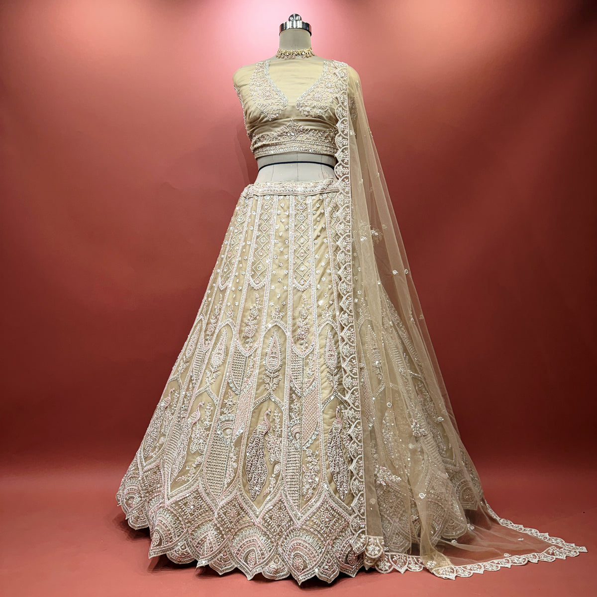 The Mangalam Darbar: Ivory Heritage Lehenga Ensemble III – Ivory – view 1