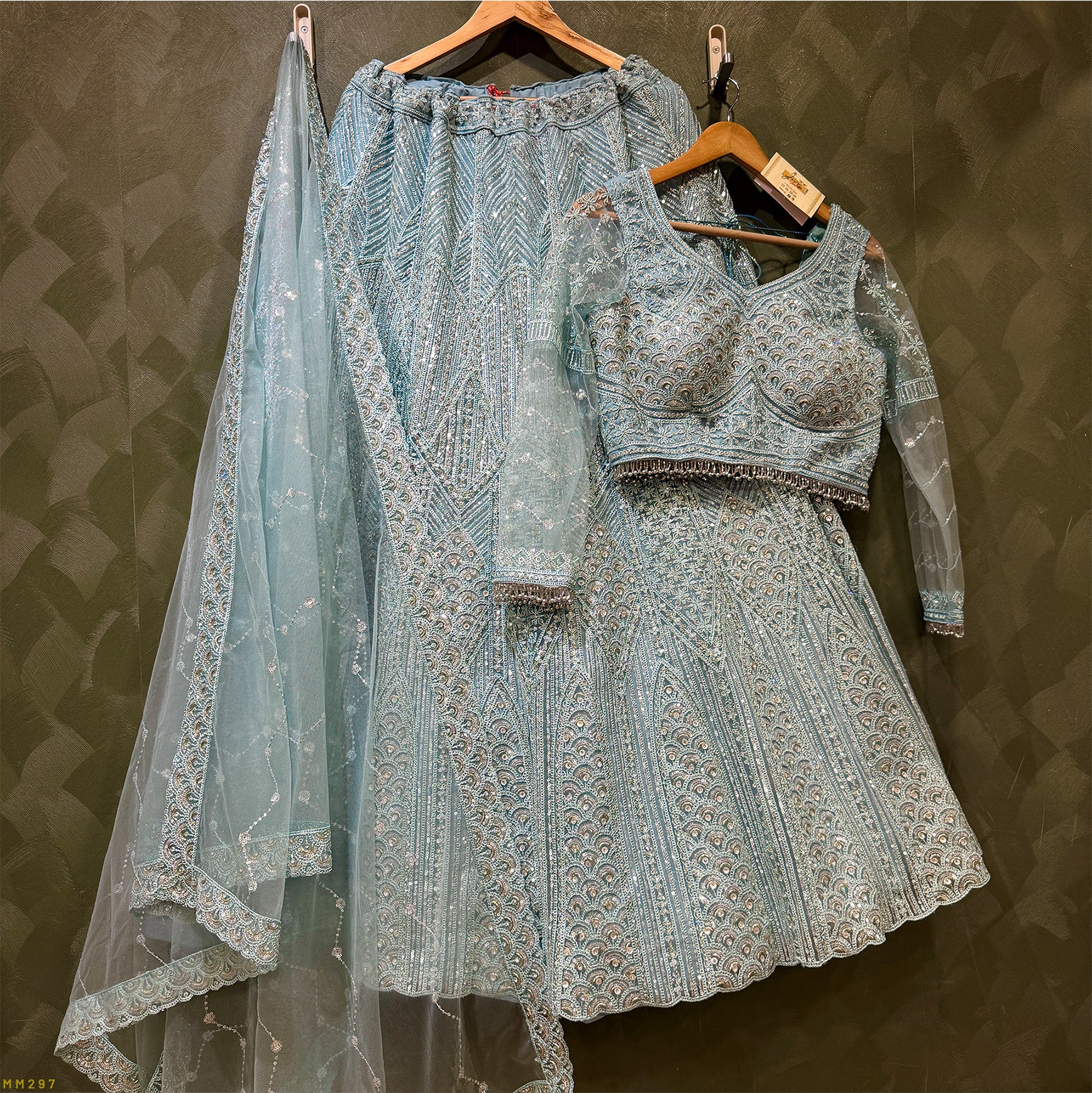 The Banaras Loom Edit: Blue Heritage Lehenga Ensemble I – Blue – view 1