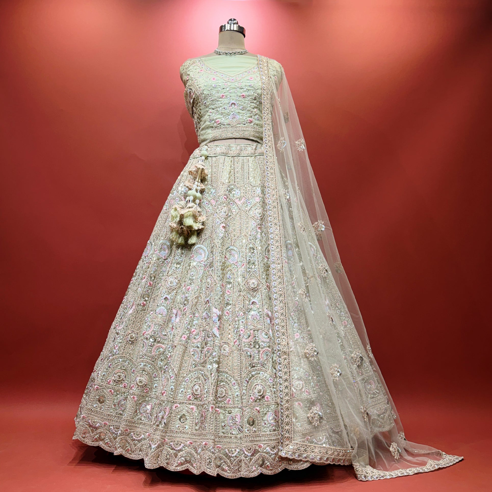 The Marwar Collection Edit: Green Heritage Lehenga Ensemble II – Green – view 2