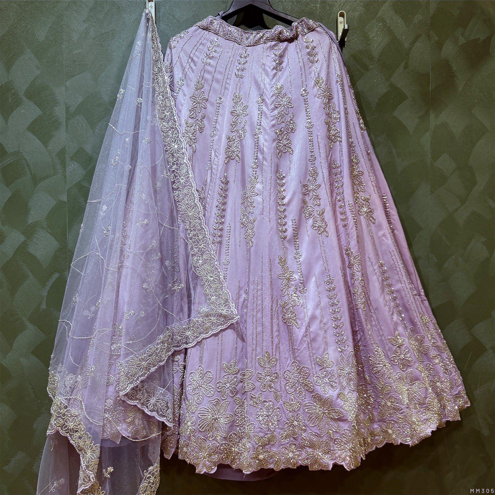The Shagun Edit: Lavender Heritage Lehenga Ensemble IV – Lavender – view 1