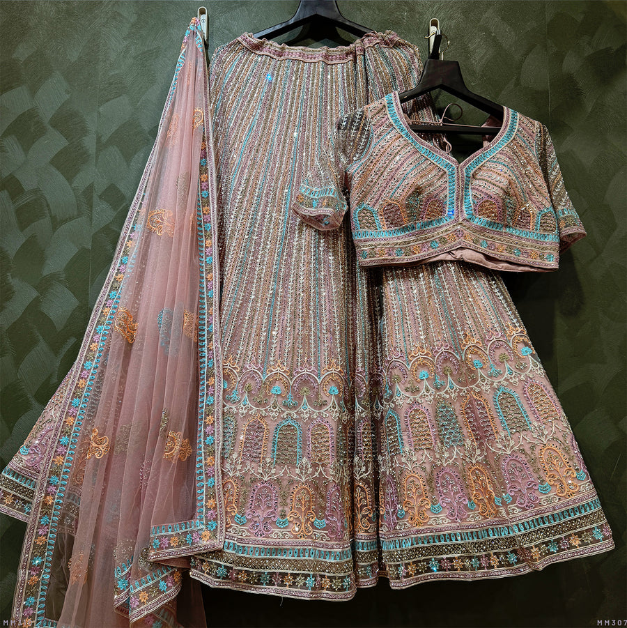 The Aarohi Darbar: Pink Heritage Lehenga Ensemble III