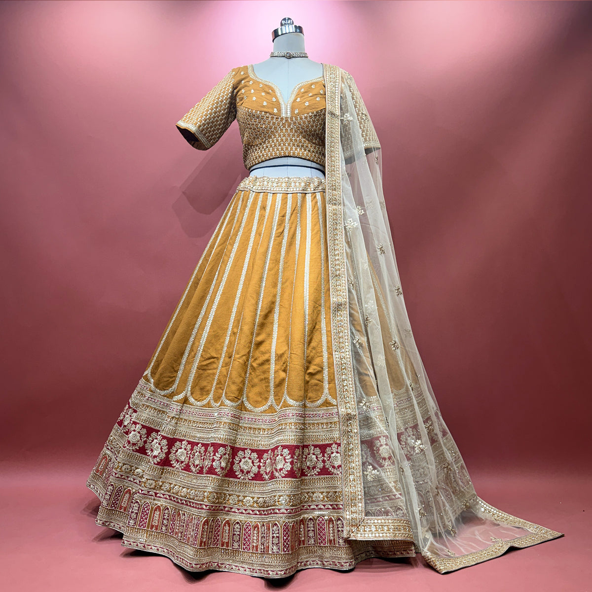 The Kashi Trousseau Heirloom: Ivory Silk Lehenga Ensemble – Ivory – view 3