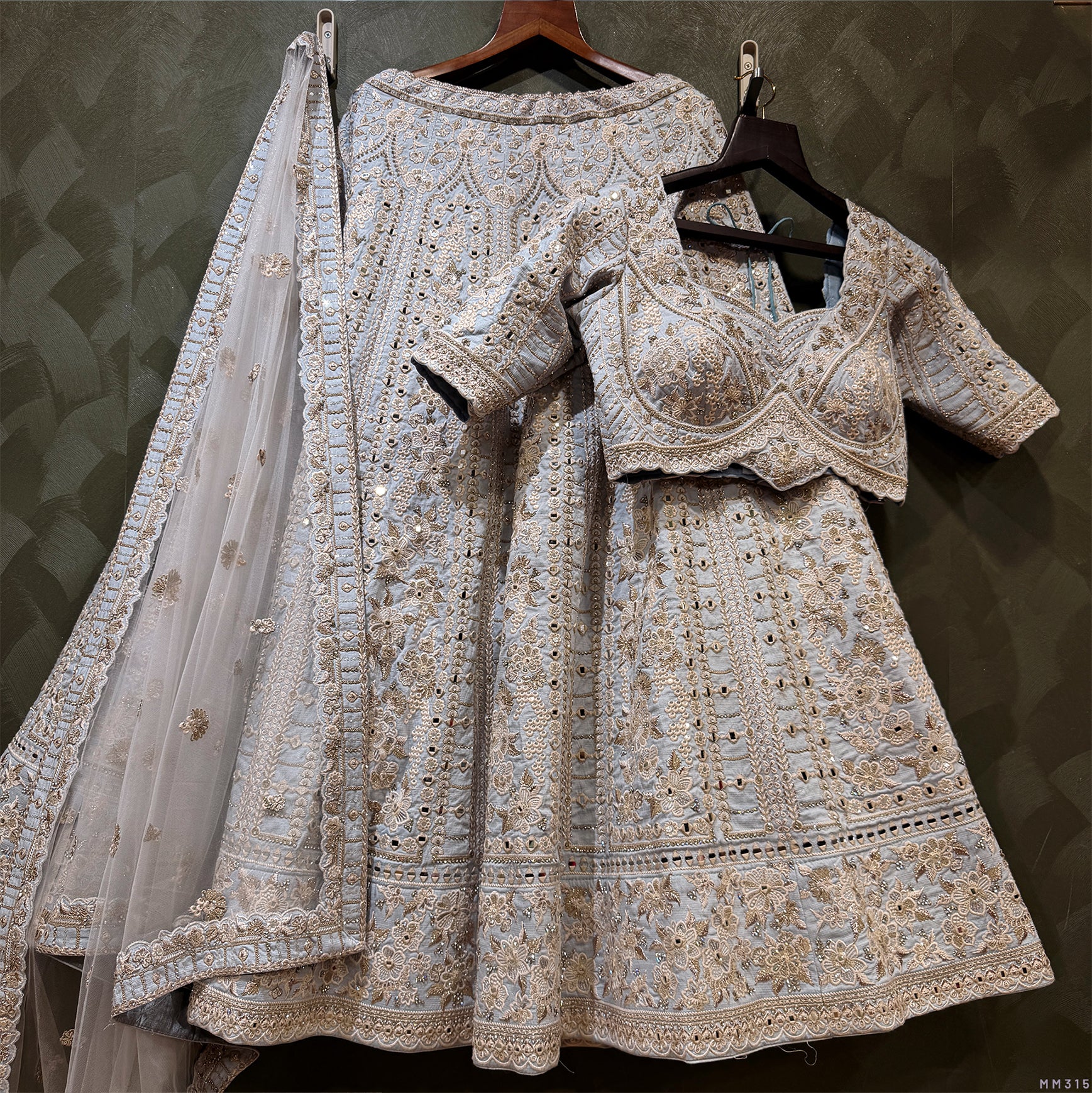 The Jharokha Heirloom Collection: Blue Heritage Lehenga Ensemble II – Blue – view 1
