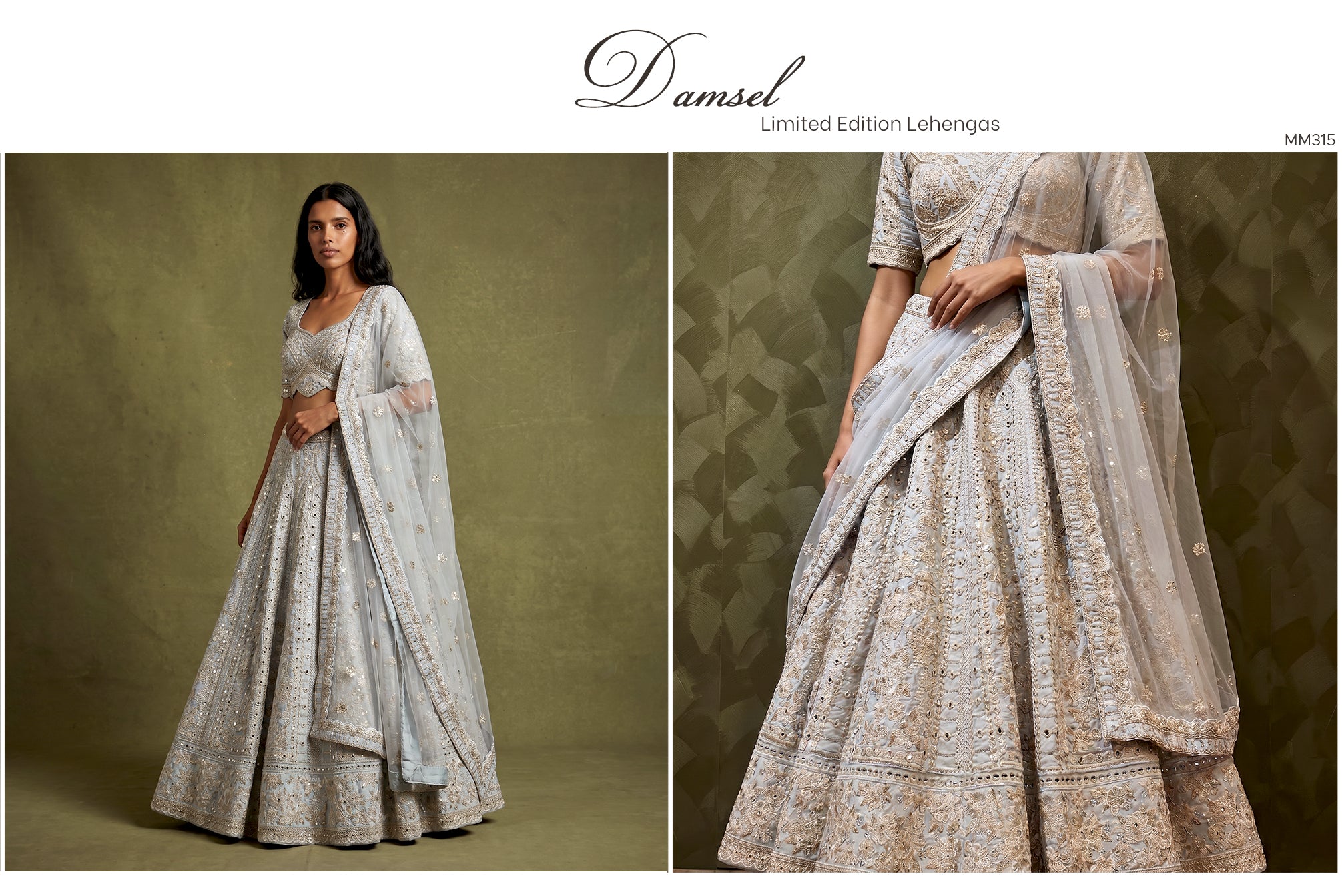 The Jharokha Heirloom Collection: Blue Heritage Lehenga Ensemble II – Blue – view 2
