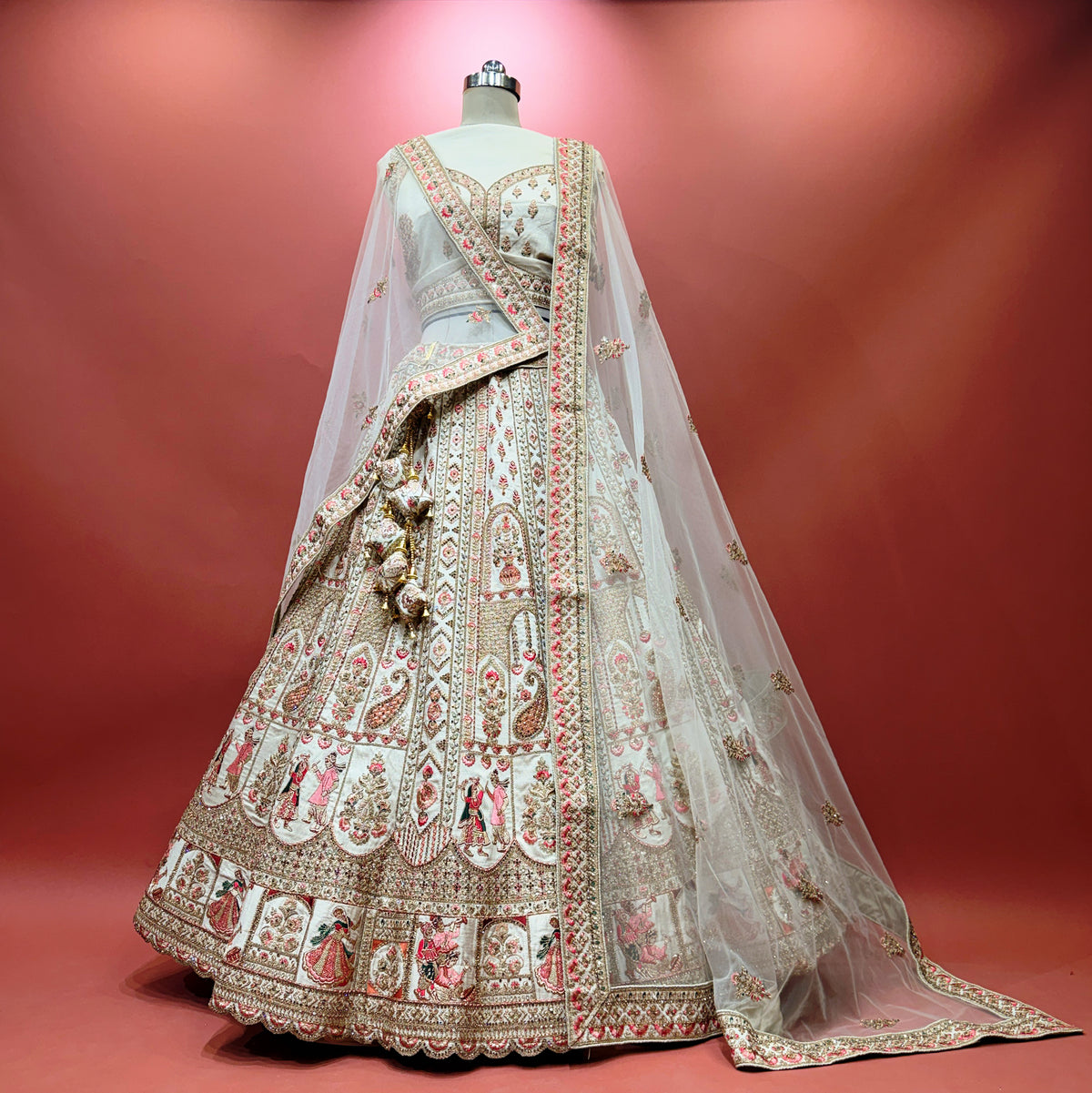 The Mewar Heritage Collection: Ivory Heritage Lehenga Ensemble – Ivory – view 1
