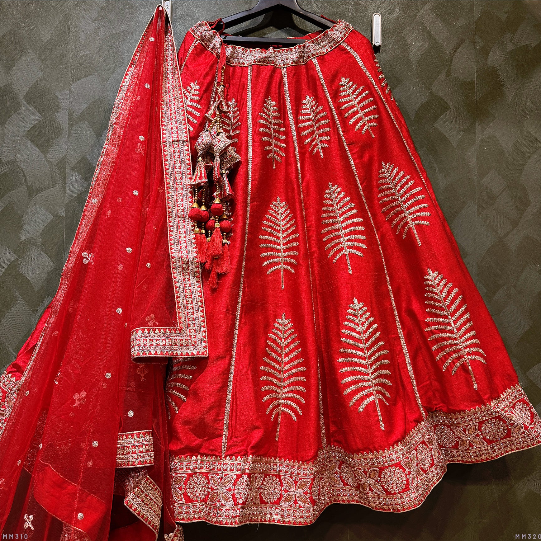 The Amber Fort Edit: Red Silk Lehenga Ensemble I – Red – view 1