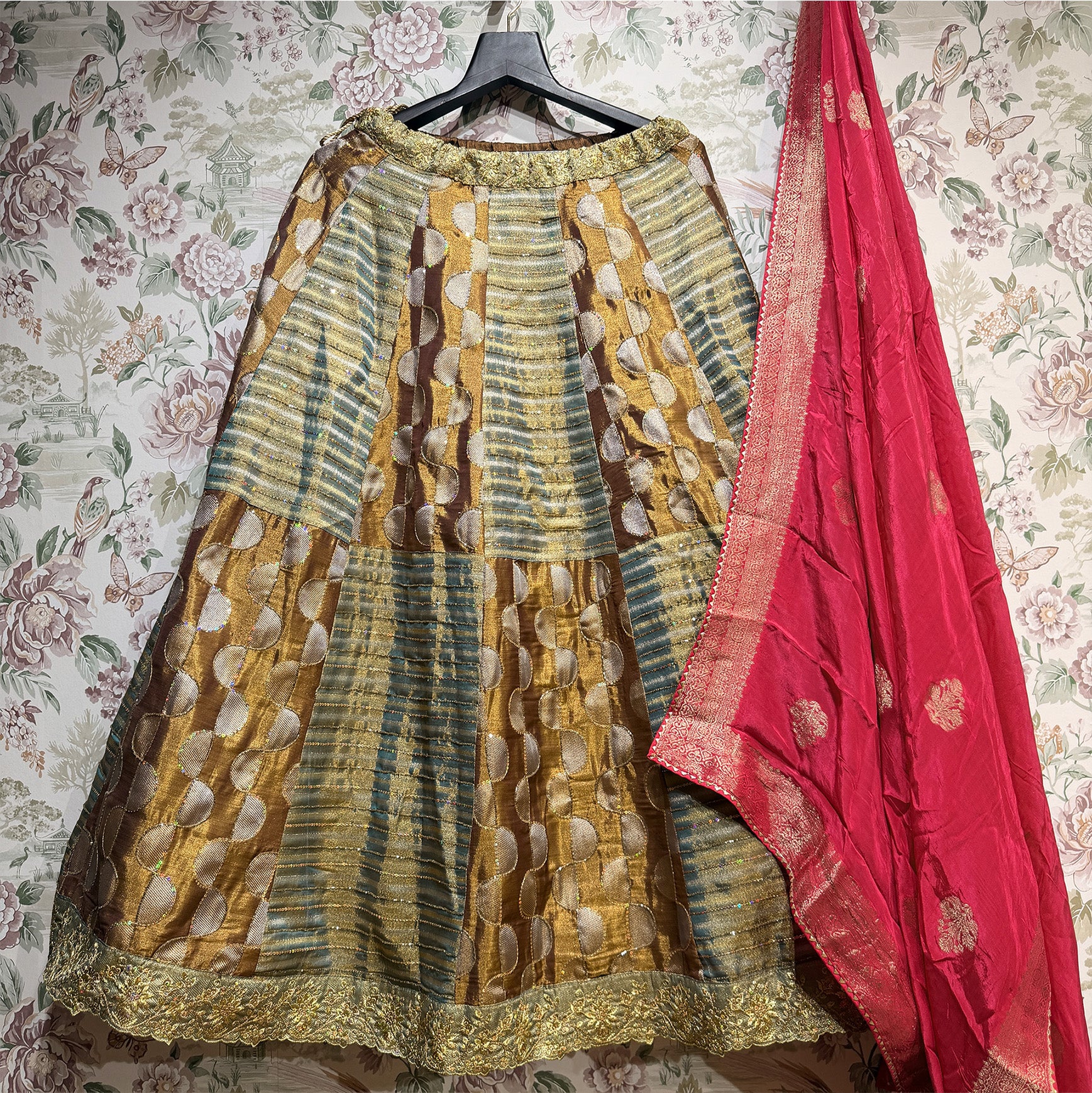 The Jaipur Palace Heirloom: Green Heritage Lehenga Ensemble – Green – view 1