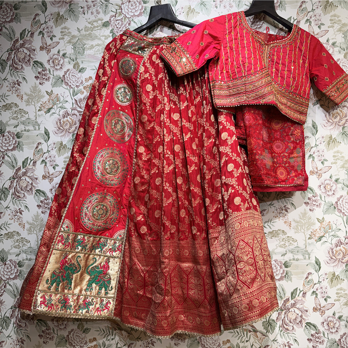 The Mangalam Edit: Red Heritage Lehenga Ensemble – Red – view 1