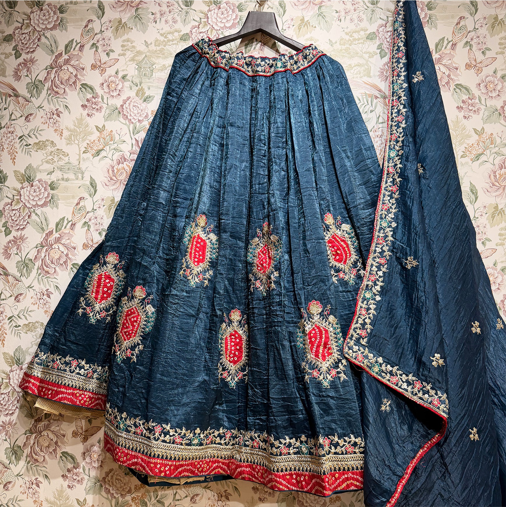 The Parampara Darbar: Blue Heritage Lehenga Ensemble III – Blue – view 1