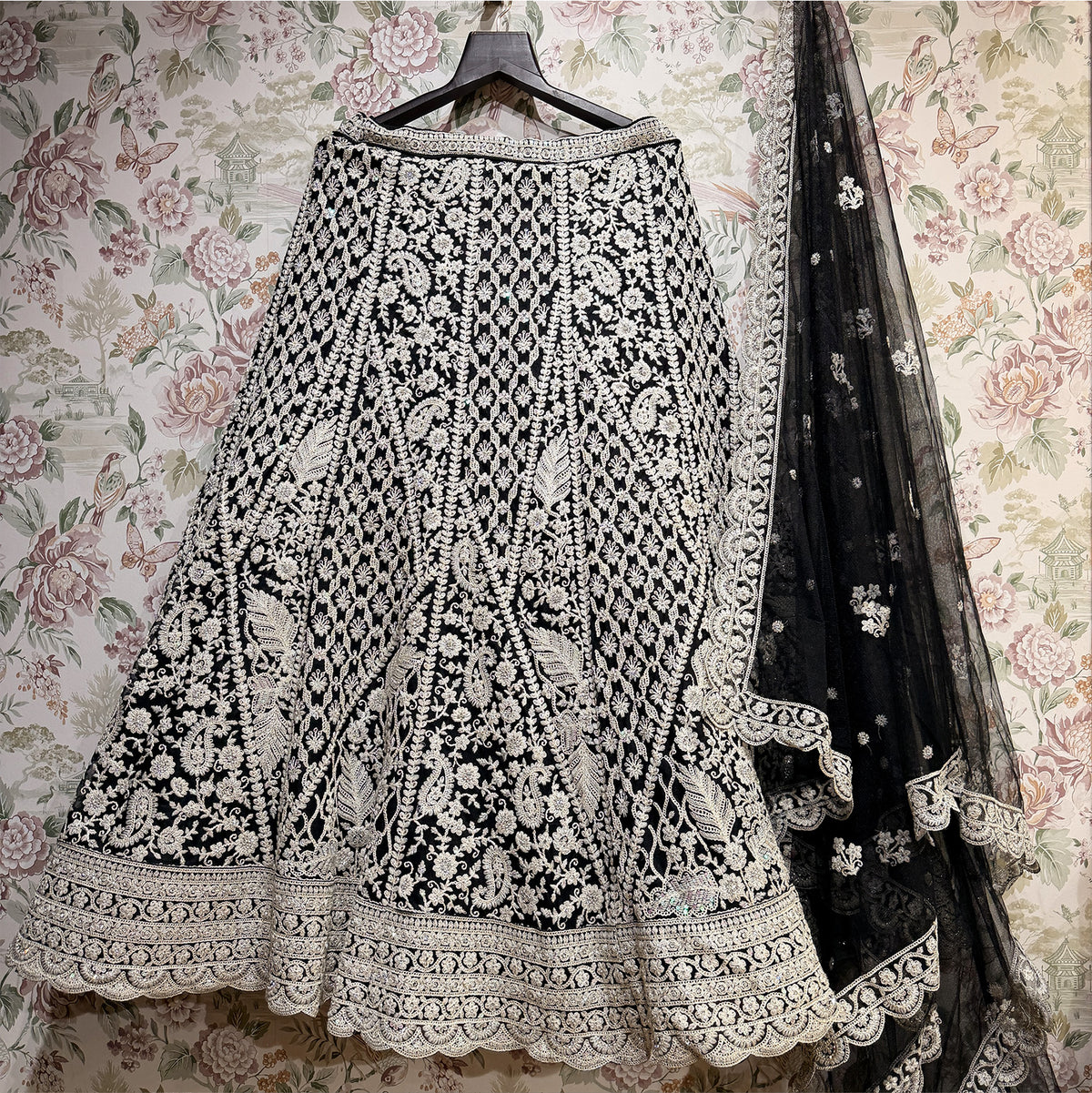 The Parampara Heirloom: Black Heritage Lehenga Ensemble IV – Black – view 1