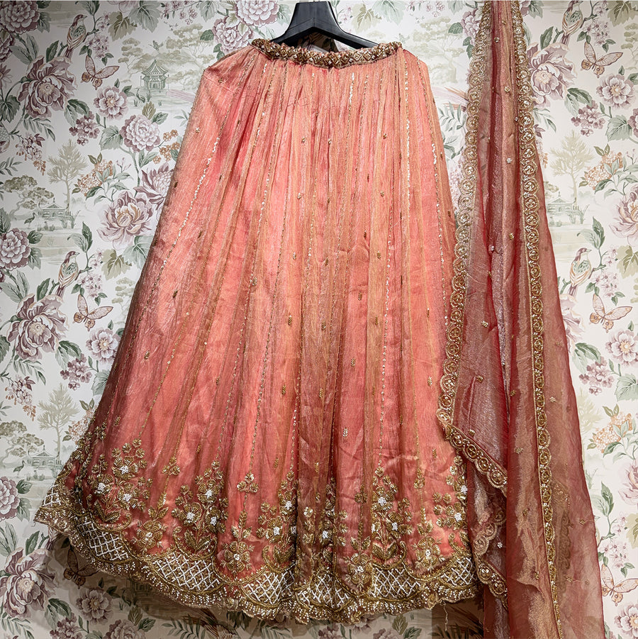 The Amber Fort Heirloom: Peach Heritage Lehenga Ensemble III