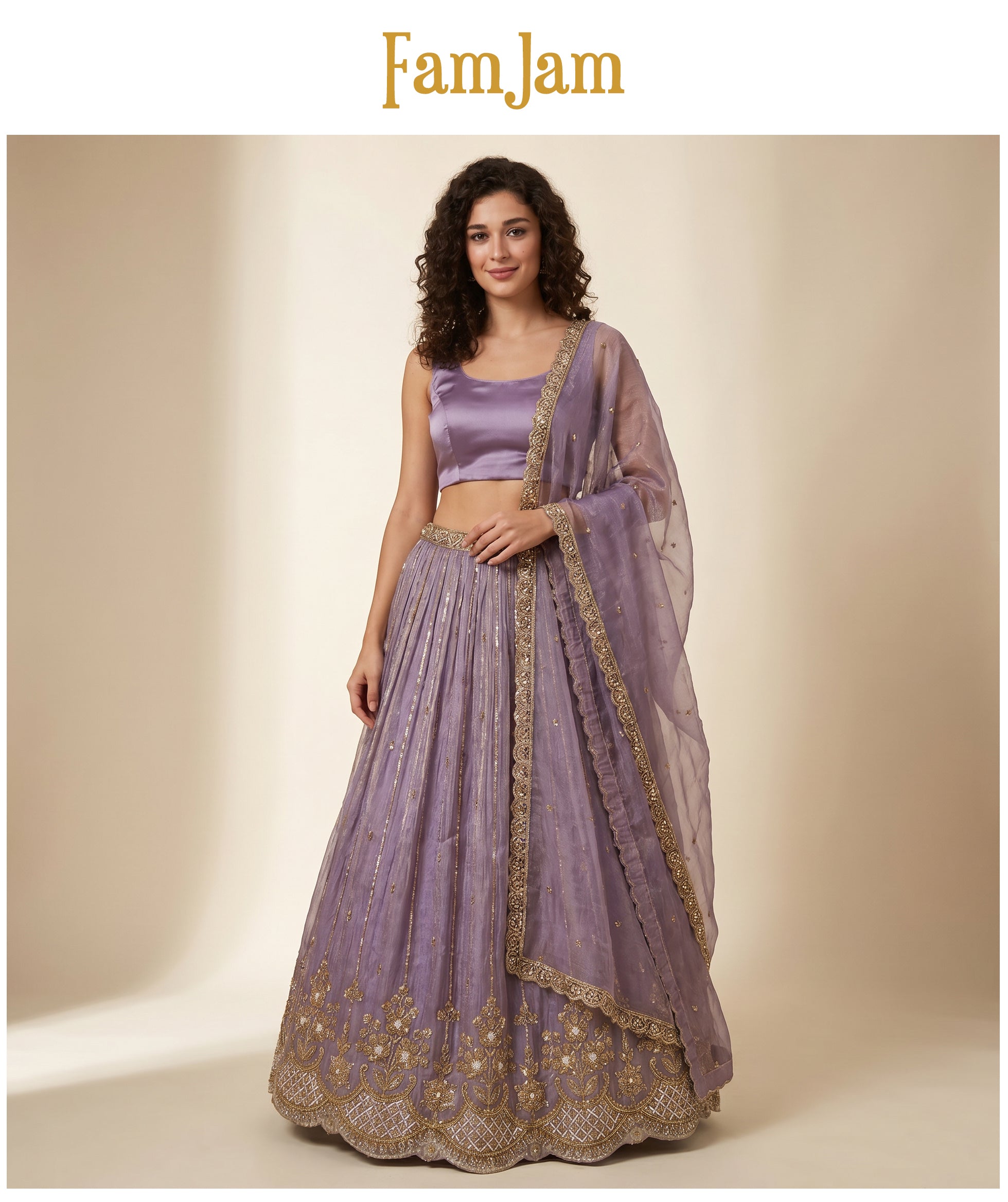 The Amber Fort Heirloom: Peach Heritage Lehenga Ensemble III – Peach – view 4