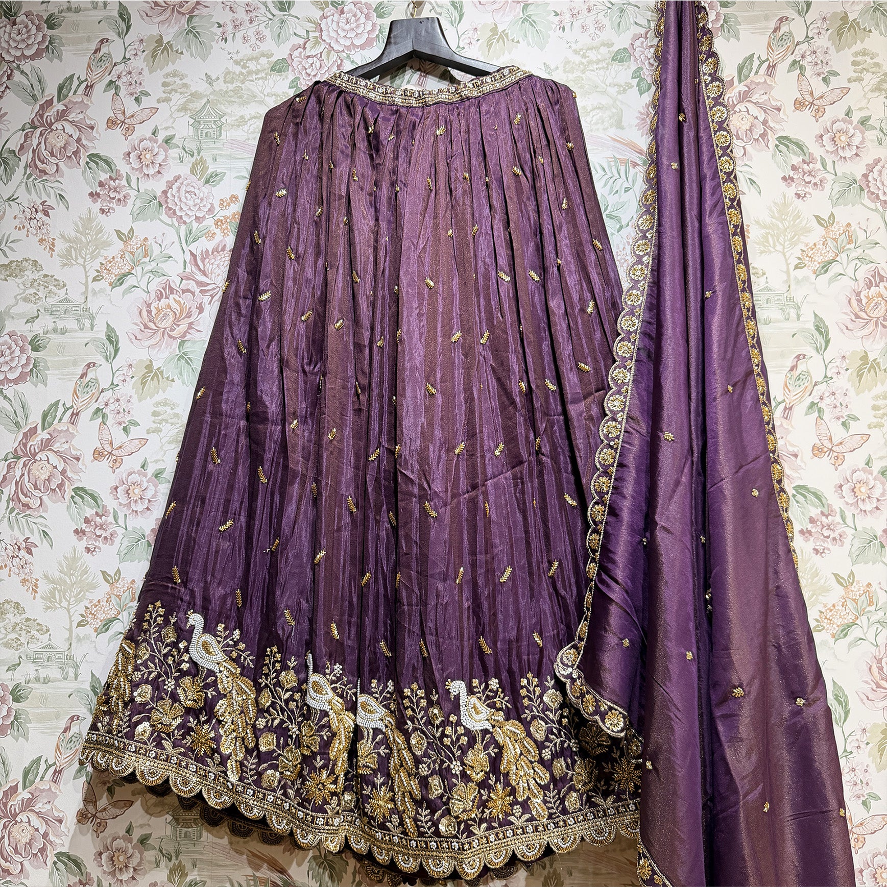 The Ananda Edit: Blue Heritage Lehenga Ensemble III – Blue – view 2