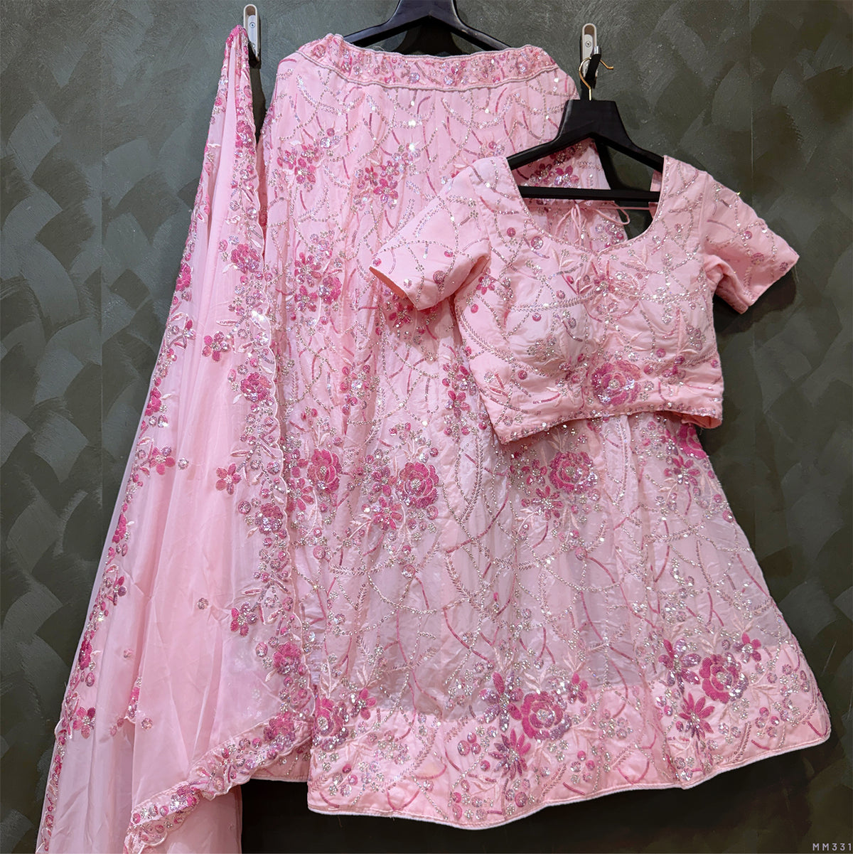 The Utsav Darbar: Pink Heritage Lehenga Ensemble – Pink – view 1