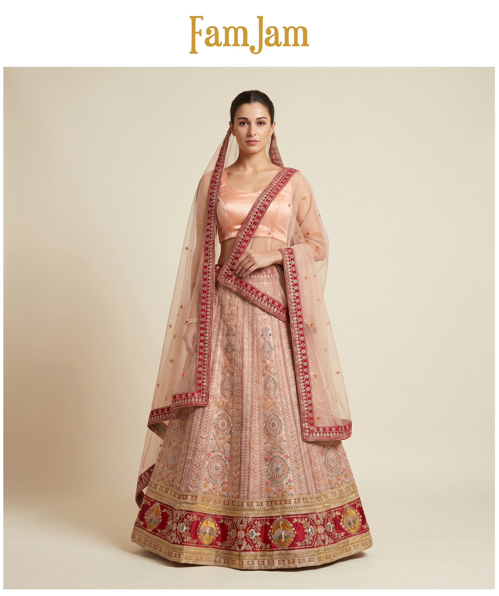 The Marwar Collection Edit: Peach Heritage Lehenga Ensemble II – Peach – view 2