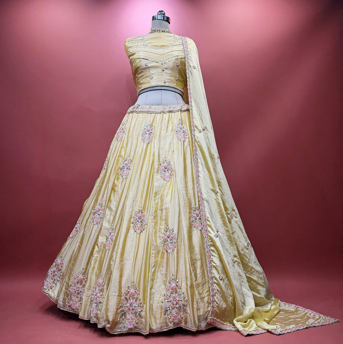The Jharokha Heirloom: Yellow Heritage Lehenga Ensemble – Yellow – view 1