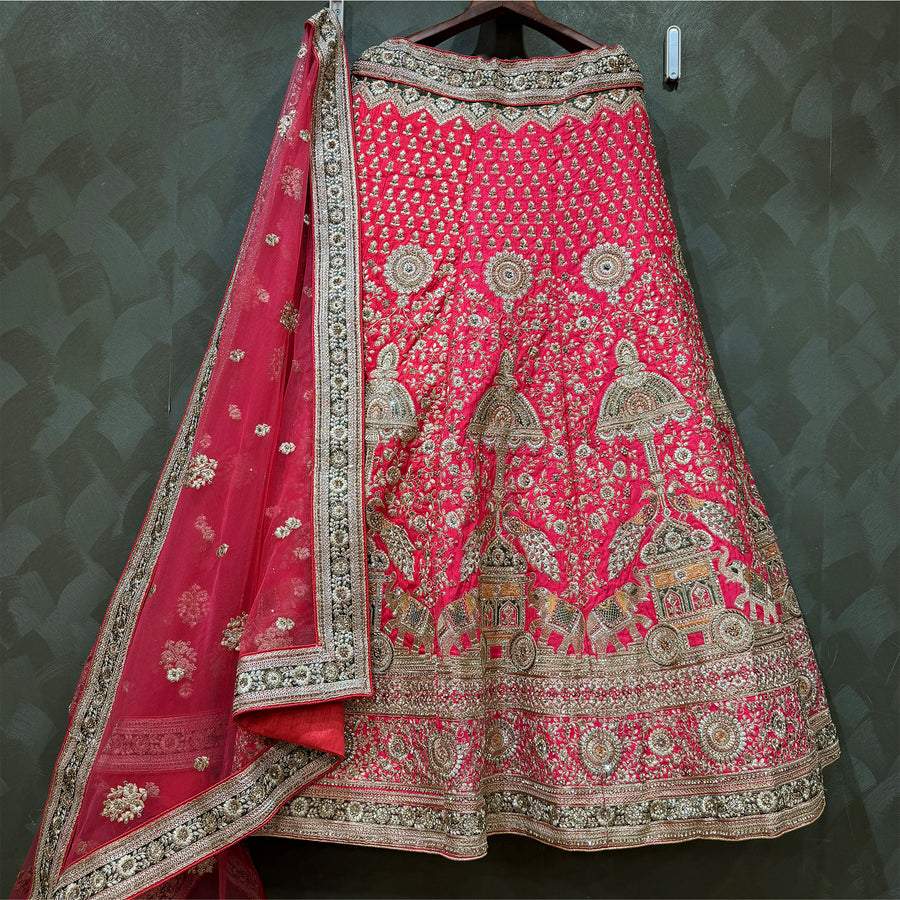 The Aarohi Darbar: Pink Heritage Lehenga Ensemble