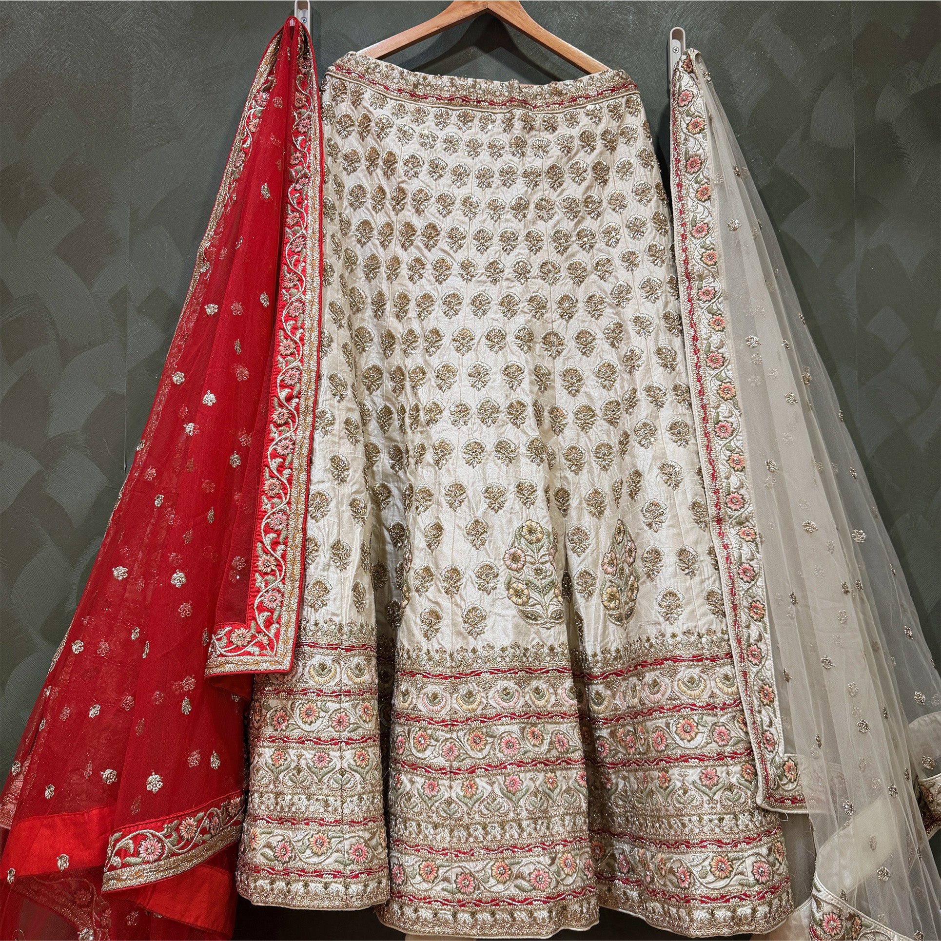 The Shagun Collection: Ivory Heritage Lehenga Ensemble II – Ivory – view 1