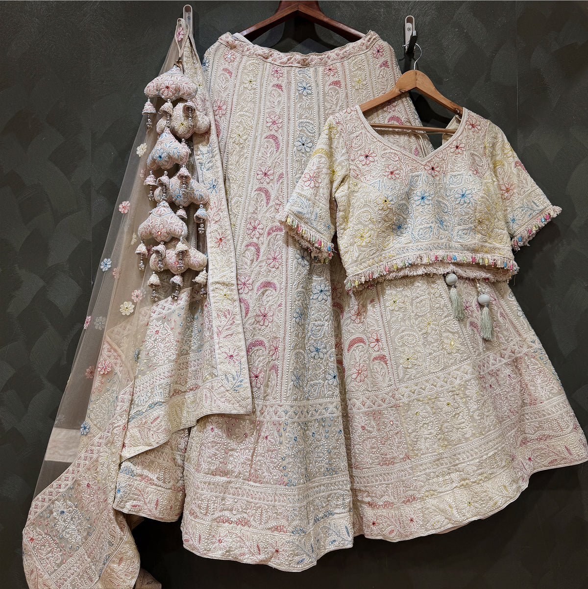 The Kalyani Edit: Ivory Heritage Lehenga Ensemble I – Multi Colour and Ivory – view 1