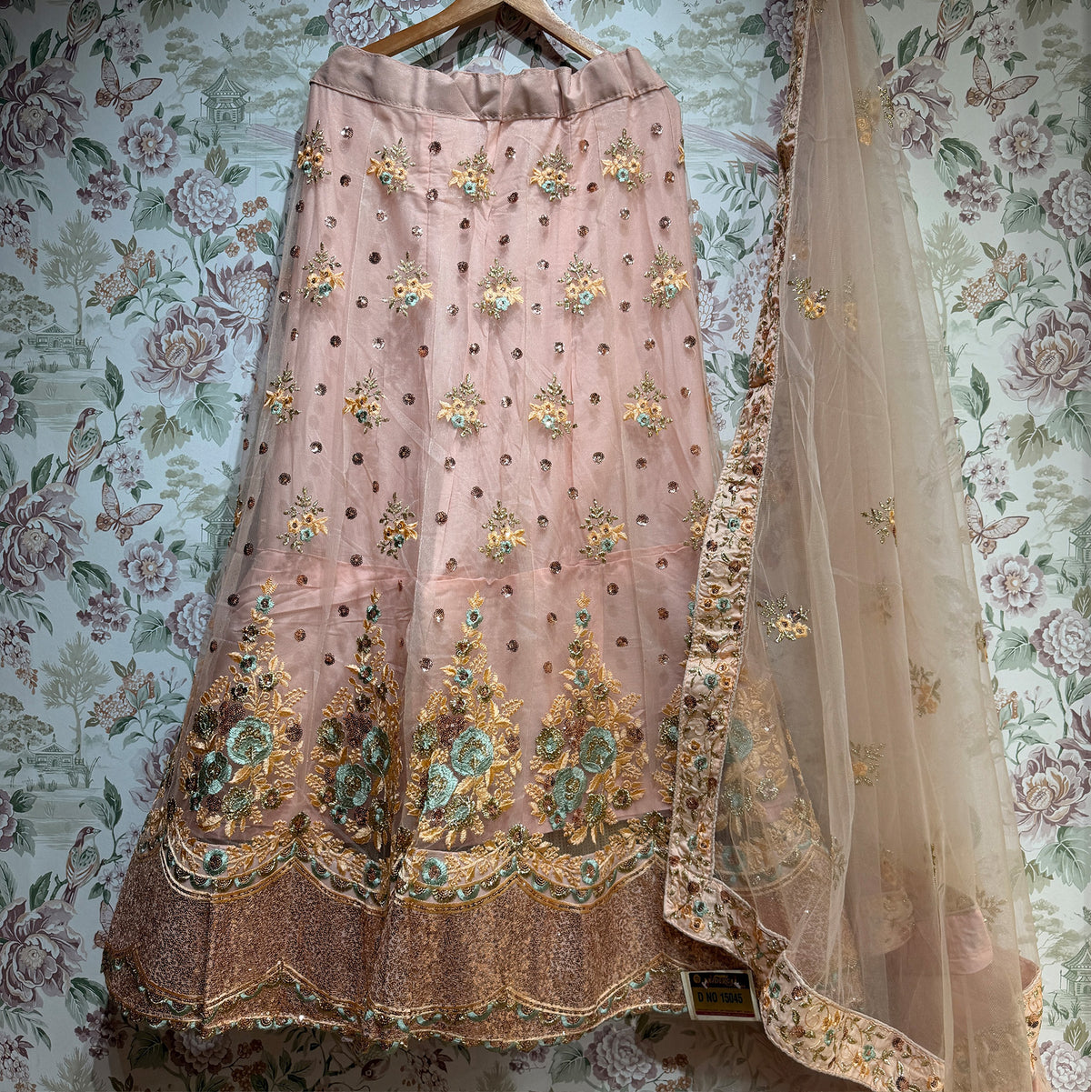 The Jharokha Heirloom Darbar: Peach Heritage Lehenga Ensemble III – Peach – view 1