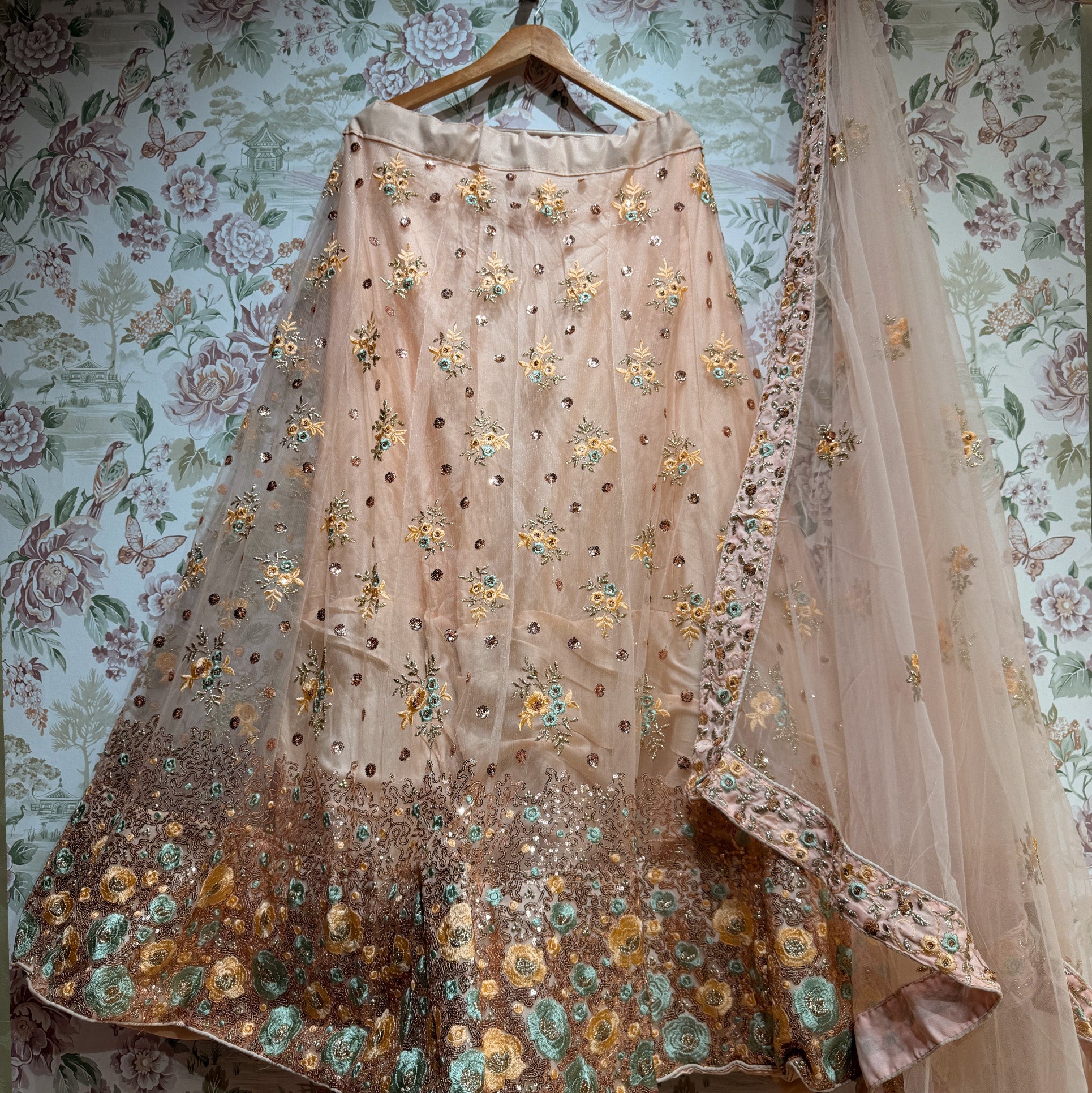 The Rajputana Darbar Edit: Peach Heritage Lehenga Ensemble III – Peach – view 1