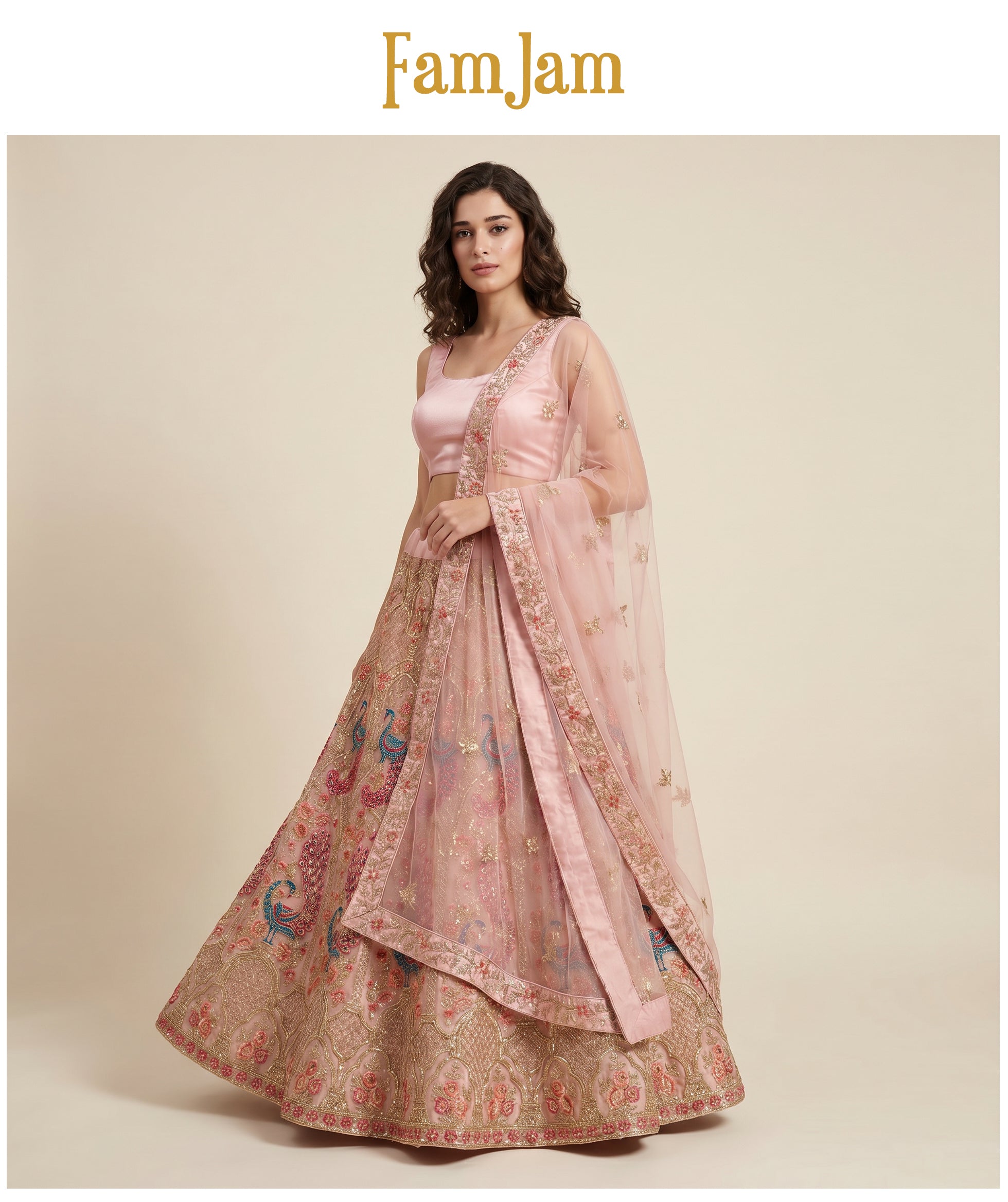 The Mewar Heritage Darbar: Pink Heritage Lehenga Ensemble I – Baby Pink – view 1