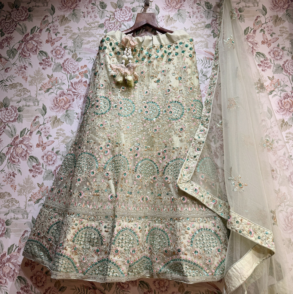 The Saubhagya Collection: Green Heritage Lehenga Ensemble I – Green – view 1