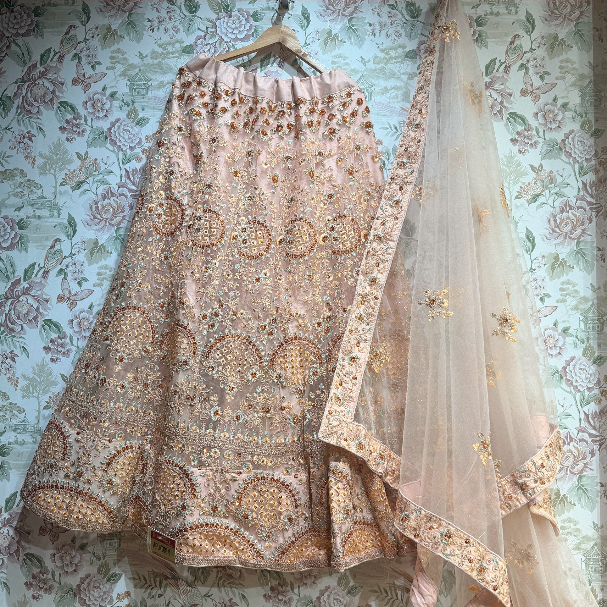 The Saubhagya Collection: Green Heritage Lehenga Ensemble I – Green – view 3