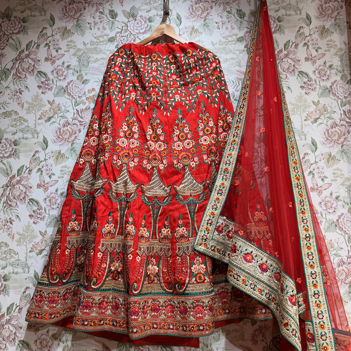 The Udaipur Royal Collection: Red Heritage Lehenga Ensemble IV – Red – view 1