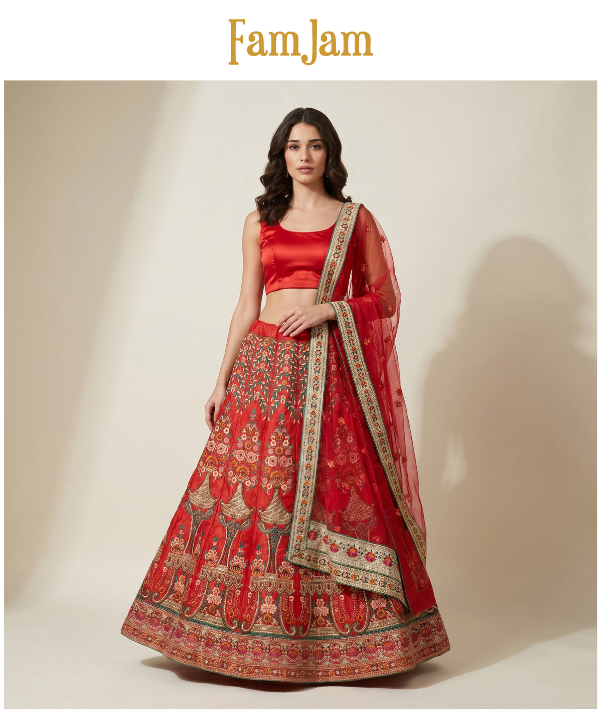 The Udaipur Royal Collection: Red Heritage Lehenga Ensemble IV – Red – view 2